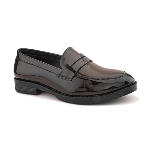 Image of STANPHORD Men Formal Loafer Shoes | Metal Accent Slip-On Moccasins | PU Leatherette Cushioned Anti-Slip | Office Party Business Wear (TPSL 25026)