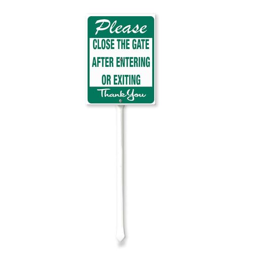 Vdenvileye Please Close The Gate After Entering Or Exiting Yard Sign with Stake 17.5x22cm Rustproof Aluminum Lawn Decorations Sign for Outdoor Road Street Garden Decor