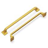 Hickory Hardware 1 Pack Solid Core Kitchen Cabinet Pulls, Luxury Cabinet Handles, Hardware for Doors & Dresser Drawers, 8-13/16 Inch (224mm) Hole Center, Brushed Golden Brass, Forge Collection
