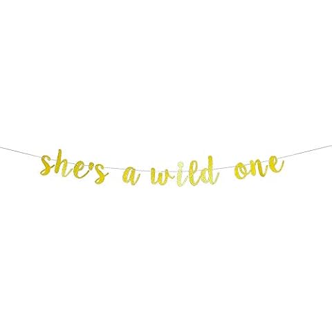 She's a Wild One Banner, Gold Glitter Wild One Banner, Girl's 1st Birthday Party Supplies, Tribal Themed First Birthday Party Cover