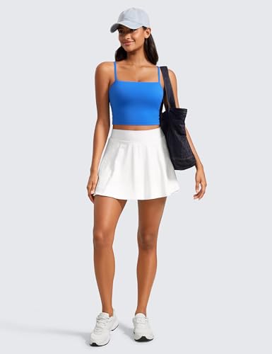 Image of CRZ YOGA Butterluxe Cami Crop Tank Tops | Light Support, Removable Pads, Yoga, Extremely Soft, Square Neck, Spaghetti Straps, Longline Sports Bras for Women