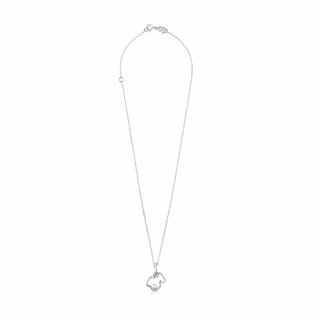 TOUS Collar de Plata de Primera Ley para Mujer con Motivo Oso de 1.6 cm, 45 cm de Largo, Clásico y Versátil, Colección Silueta