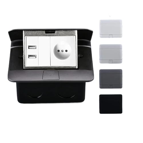 �A���~�J�o�[�e�[�u���R���Z���g�\�P�b�g USB HDMI �|�b�v�A�b�v�t���A�\�P�b�g �f�X�N�g�b�v�R���Z���g �B���\�P�b�g EU 146x120mm(Black,Ru-socket-2USB)