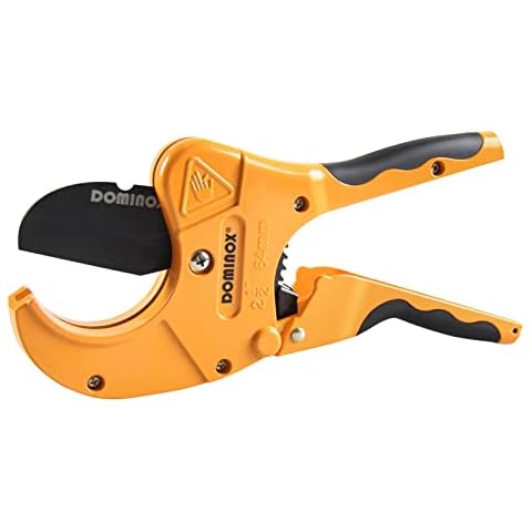 DOMINOX PVC Pipe Cutter, Cuts up to 2-1/2" PEX, PVC, PPR, Plastic Hoses& Plumbing Pipes,Ratchet PVC Cutter Tool with SK5 Blade and Aluminum Alloy Body Cover