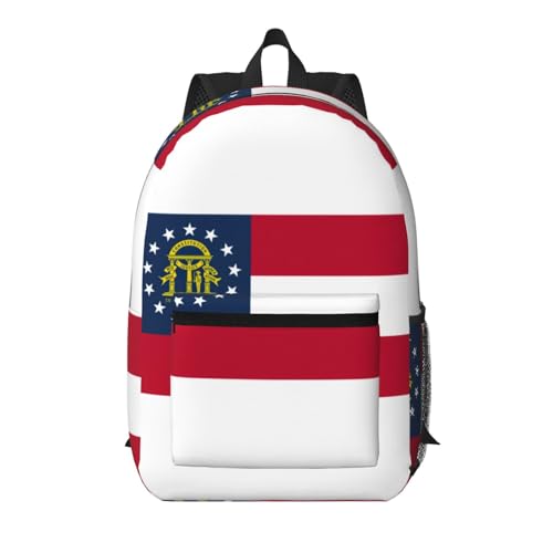 Sac à dos de voyage noir 43 cm drapeau Géorgie avec poche externe et bretelles confortables