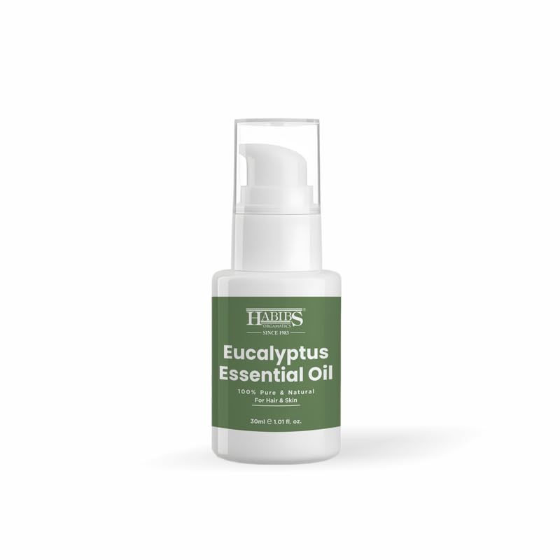 Image of Habibs Pure Eucalyptus Essential Oil - 100% Undiluted, Therapeutic Grade for Respiratory & Sinus Relief 30ML