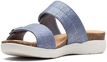 Clarks Women's April Dusk Slide Sandal, Denim Blue Interest, 9 | Image 4