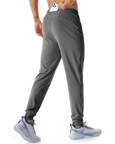 Mens Athletic Joggers with Zipper Pockets Lightweight Gym Sweatpants Men Tapered Workout Track Pants Jogging Running