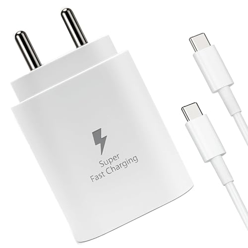 Image of Umake 25W Super Fast Charging Adapter with Type-C Cable, Fast Charger with Smart IC Protection Compatible with Samsung Galaxy S26 /S25 /S24 /S23 Ultra (BIS Certified)
