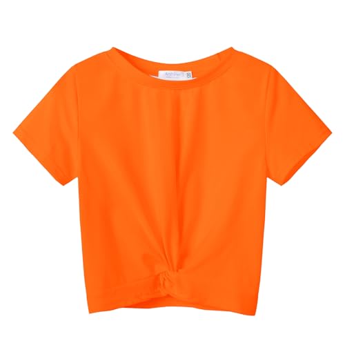 Image of Arshiner Girls Casual Tie Dye Short-Sleeve T-Shirt Cute Print Summer Blouse for Girls Twist Front Tunic Tee Tops