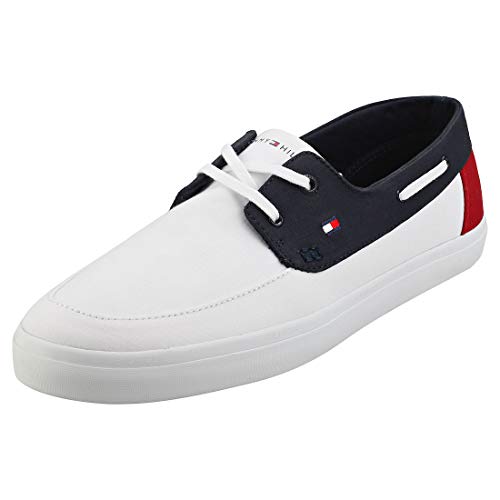 Tommy Hilfiger Seasonal Core Mens Boat Shoes in White Navy Red - 9 US