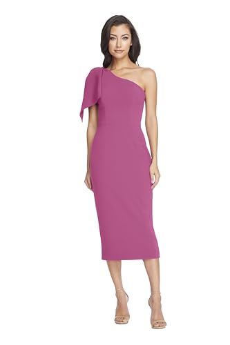 Image of Dress the Population Womens Tiffany One Shoulder Bow Detail Midi Sheath Dress