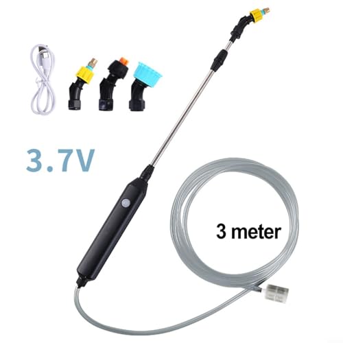 Elektrischer Sprühkopf für den Garten, automatische Zerstäubung, für Bewässerung und Reinigung, breites Anwendungsspektrum, wiederaufladbar über USB (3 Meter Schlauch)
