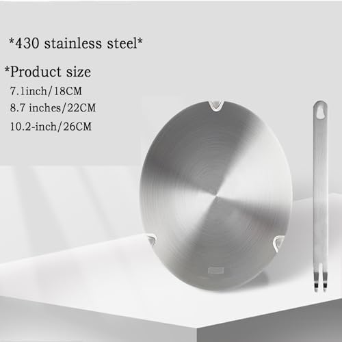 Grourarty 10.2inch Stainless Steel Induction Adapter Plate, Heat Diffuser, Detachable Handle, for Milk Coffee Cookware, Moka Pot, Espresso Maker