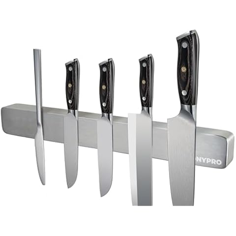 Bronypro Magnetic Knife Holder for Wall, Stainless Steel Knife Magnetic Strip for Refrigerator with Strong Adhesive Tape, Kitchen Storage Magnetic Knife Bar Rack, 10 Inch Cover