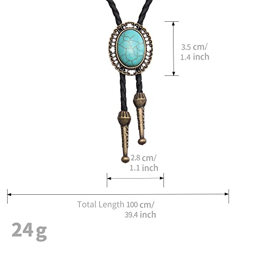Image of GelConnie Native American Bolo Tie Rodeo Cowboy Leather Necktie Western Necklace Costume Accessories for Men,Women