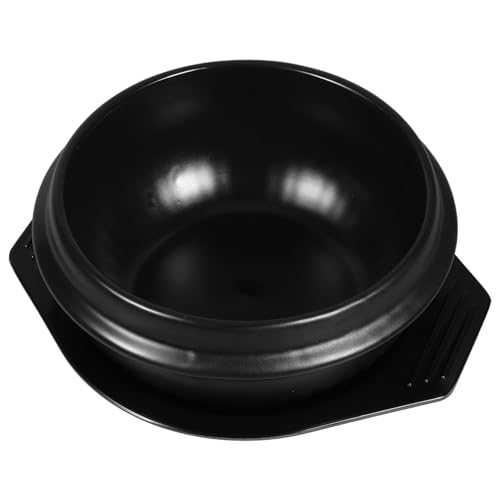 Hemoton Korean Stone Bowl with Tray Ceramic Hot Pot for Bibimbap Soup Stovetop Versatile Kitchen Supply for Authentic Korean Cooking