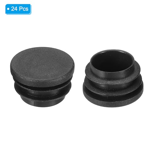Image of PATIKIL 1-1 /8 inch Plastic Tubing End Caps, 24Pcs Round Hole Plug Insert for Round Iron Pipe Chair Leg Table Bookshelves Furniture, Black