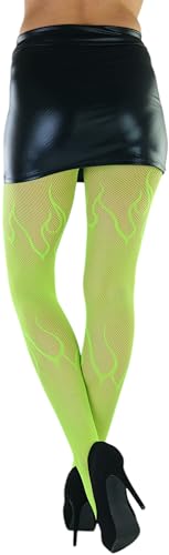 Image of ToBeInStyle Women's Flame Burning Fire Tights w /Devil-Inspired Print Hosiery