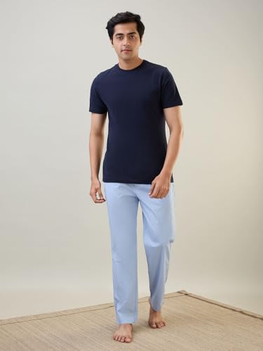 Image of SleepZ by Raymond Men Regular Fit Solid Pattern Pure Cotton Sleepwear Pyjama