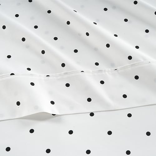 Image of Lane Linen Split King Sheets Set for Adjustable Beds - 5 PCs, 450 Thread Count Split King Sheets Set - Sateen King Split Sheets for Adjustable Bed - Split Top King Sheet Set for Beds - Polka Dot Black