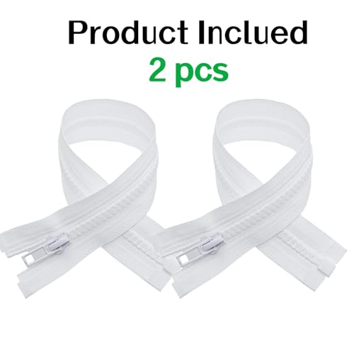 Image of YaHoGa 2PCS 18 Inch #5 Separating Jacket Zippers for Sewing Coats Jacket Zipper Replacement Plastic Zippers Bulk (18 inch White)