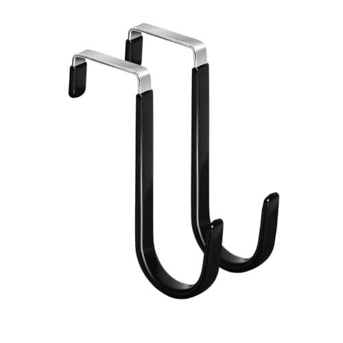 Over The Door Hooks 2 Pack Z-Shaped Metal Reusable Over The Door Living Room Bathroom Kitchen Coat-Black