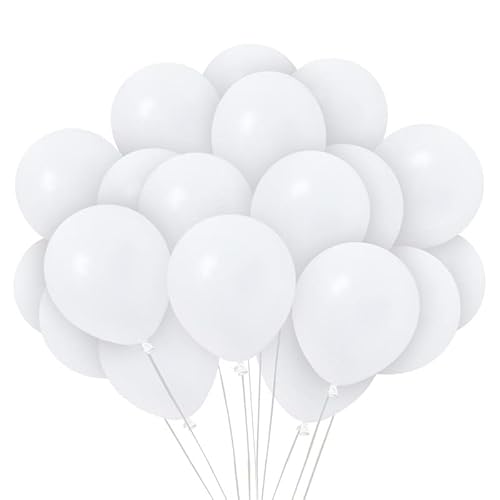 Treasures Gifted Solid White Balloons - Matte White Balloons For Party - Large White Balloons 12 Inch, White Latex Balloons - Big White Balloons, Round White Balloons - 100 Balloons, Bulk #TOP10