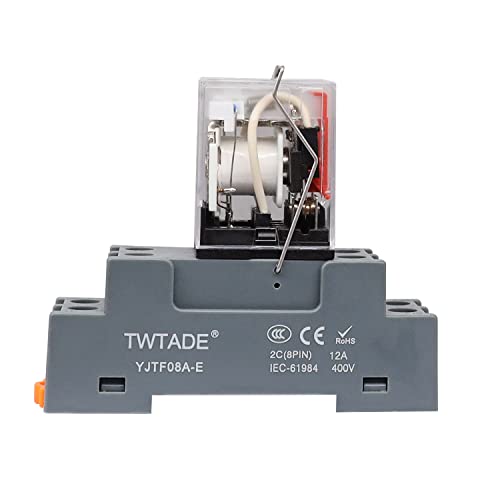 TWTADE AC 110V/120V Relay 10A Electromagnetic Power Coil Relay 8 Pins DPDT 2NO+2NC with Indicator Light and Socket Base -YJ2N-LY