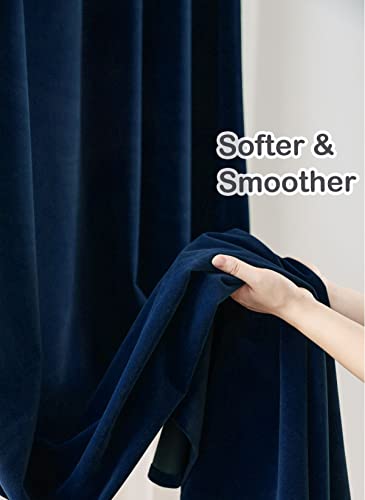 Joydeco Blue Velvet Curtains 90 Inch Length 2 Panels Burg Set, Luxury Rod Pocket Thermal Insulated Window Blackout Curtain, Room Darkening Drapes For Living Dining Room Bedroom Privacy #TOP1
