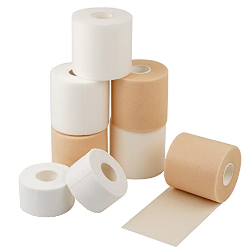 6 Rolls 30 Yard Foam Underwrap Sports Pre-wrap Athletic Tape,2 Rolls 10 Yard Sports Bandage, Easy to Tear Ankle Tape for Climbing Boxing Football Trainers