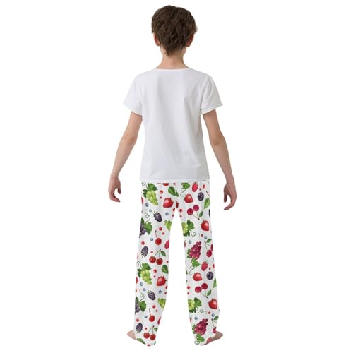 ZZXXB Grape Raspberry Strawberry Boys Long Pants Soft Trousers Elastic Waist Kids Lounge Bottoms with Pockets S-XL3