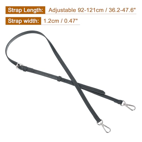 Image of uxcell Leather Bag Strap Replacement Adjustable Crossbody Bag Straps Conversion for Shoulder Bag Handbag Purse, Gray, Silver Buckle