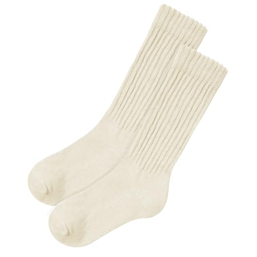 American Trends Crew Socks for Women Casual Scrunch Retro Crew Socks Solid Color Stacked Tube Socks2