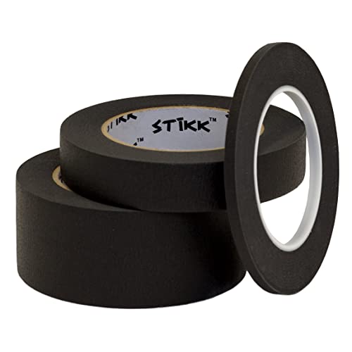 Stikk Painters Tape - 3Pk Black Painter Tape - 1 Inch X 60 Yards - Paint Tape For Painting, Edges, Trim, Walls, Ceilings, Finishing - Masking Tape For Diy Paint Projects - Residue-Free Painting Tape #TOP7