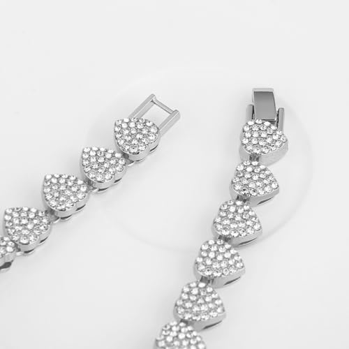 HZMAN Love Hearts Necklace for Women Shiny Cubic Zirconia Necklace Party Wedding Jewelry Gift4