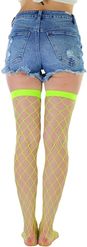 Image of ToBeInStyle Women's Vibrant Large Net Fishnet Thigh High Elastic Nylon Novelty Stockings