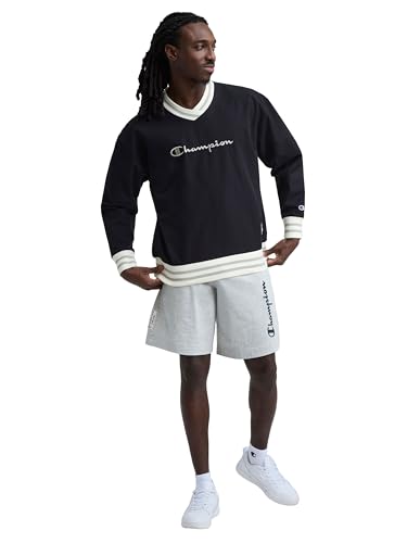 Image of Champion Men's Lightweight V-Neck Woven Pullover, Standard Fit, Script Logo
