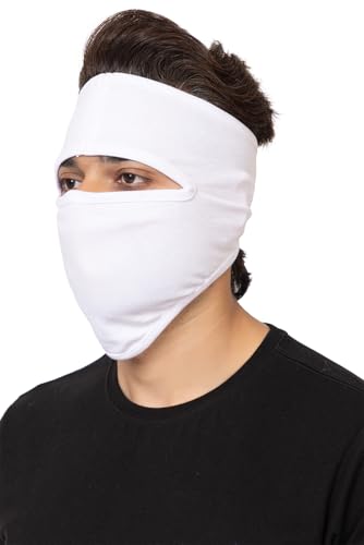 Image of Gajraj Unisex Cotton Anti Pollution Dust Sun Protecion Full Face Cover Mask with Air Filter Mesh and Visor (White) (Plain Mask)