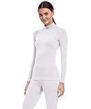 FALKE Damen Baselayer-Shirt Maximum Warm High Neck W L/s Sh Funktionsmaterial schnelltrocknend 1 Stück, Weiß White 2860 Trend, L