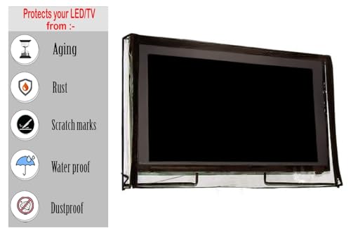 Image of The Furnishing Tree 75 Inch Waterproof & Dustproof PVC LED TV Cover - Universal Fit for All Brands, Dimensions of the Cover WxHxD In Inches: ( 66.5x39x4 ), Transparent