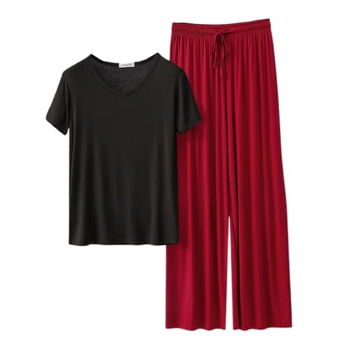 Pyjama manches courtes femme avec pantalon fluide pour des soirées d'été relax