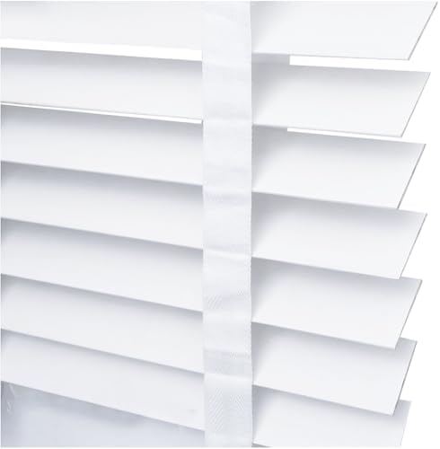 Faux Wood Window Venetian Blinds-50mm Slats White Tape Trimmable ...