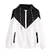 Tednrk Womens Color Block Hooded Jacket Casual Zip Up Windproof Windbreaker Lightweight Drawstring Hoodie Fall Fashion