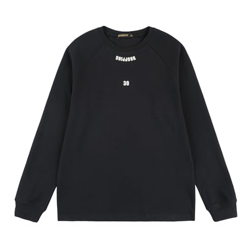 Men's Crewneck Cotton Sweatshirt Long Sleeve Shirts Solid Pullover for Workout Running Athletic Lounge