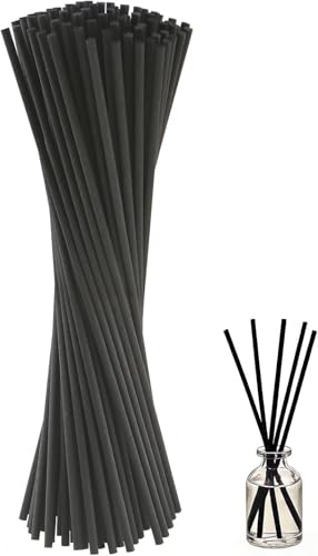 Muexoee 100 Pcs Black Rattan Reed Diffuser Sticks 7.8 Inch Diffuser Refill Sticks Decorative Reeds for Diffusers Essential Oil Aroma Replacement Sticks for Home