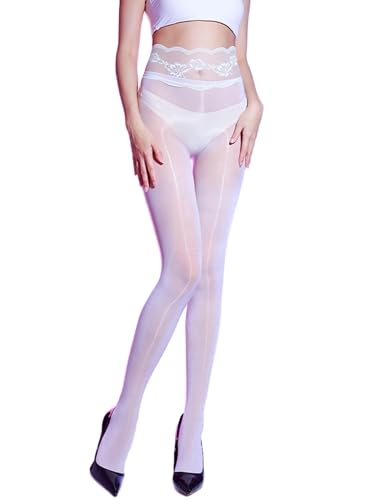 RUIBAVYA Tights for Women 5D Lace High Waist Pantyhose Sexy Oily Stocking High Stretch Soft Sheer Tight