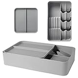 besteck schubladeneinsatz 50 cm Der untere Teil des Schubladen organizer ist unterteilt in eine Besteck- und eine Messeraufbewahrungsbox mit abnehmbarem Deckel für große Küchenutensilien. Gesamtabmessungen 23.5*40*7.8cm.