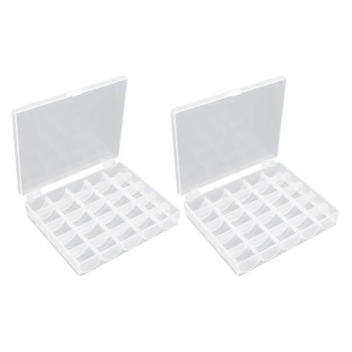 TYFGRT 2 Pièces 25 Grille Boîtes À Canette Accessoires De Couture Boîte De Rangement Boîte À Canette Boîte en Plastique Transparente Petites Pièces...