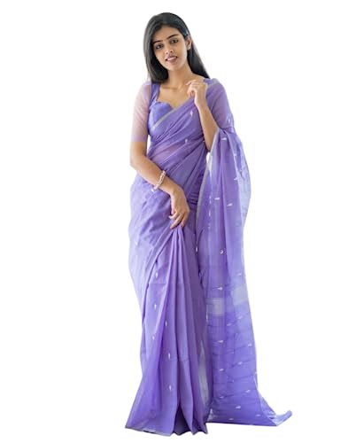 Image of SGF11 Women's Kanjivaram Soft Cotton Linen Silk Saree With Blouse Piece